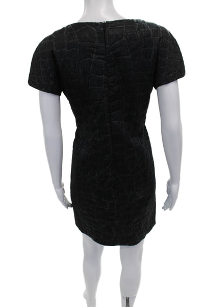Chloe Women Sheath Dress Black Animal Print Short Sleeve Size M