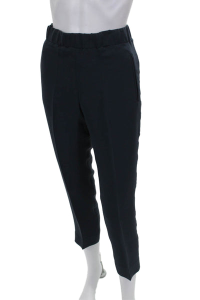 Index Women Cropped Silk Blue Pull On Pants Size S
