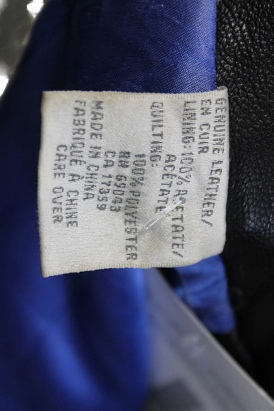 Bill Robin Son Mens Black Genuine Leather Overcoat Zip Size L
