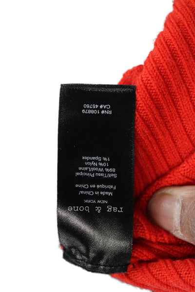 Rag & Bone Womens Wool Crew Neck Pullover Red Long Sleeve Size XS