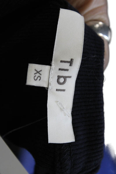 Tibi Womens Cropped Tank High Neck Black Cotton Sleeveless Size XS