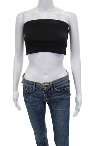 Tibi Womens Cropped Sleeveless Tank Black Polyester Square Neck Summer Size XS