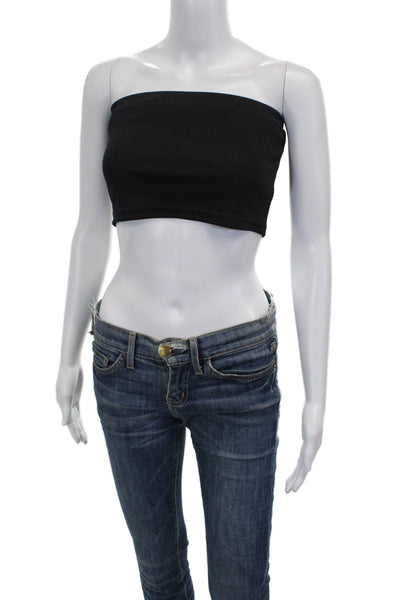Tibi Womens Cropped Sleeveless Tank Black Polyester Square Neck Summer Size XS