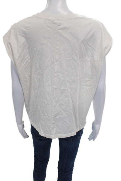 Pistola Women Basic T-Shirt White Cotton Crew Neck Sleeveless Size XS