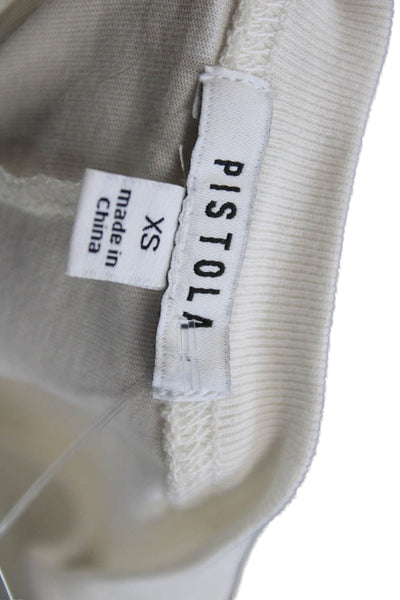 Pistola Women Basic T-Shirt White Cotton Crew Neck Sleeveless Size XS