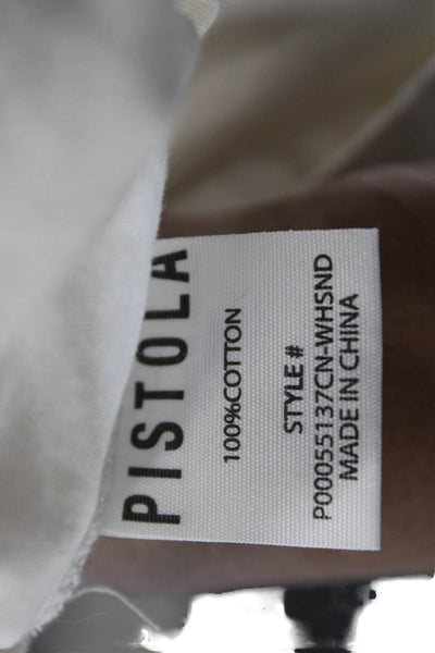 Pistola Women Basic T-Shirt White Cotton Crew Neck Sleeveless Size XS