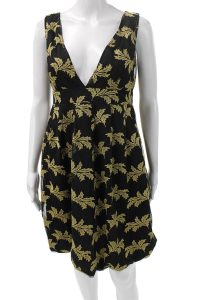 See by Chloe Womens Fit & Flare Dress Black Floral VNeck Knee Size 6