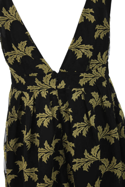 See by Chloe Womens Fit & Flare Dress Black Floral VNeck Knee Size 6