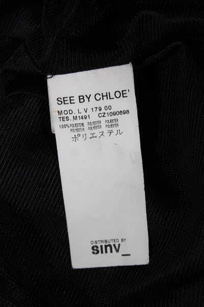 See by Chloe Womens Fit & Flare Dress Black Floral VNeck Knee Size 6