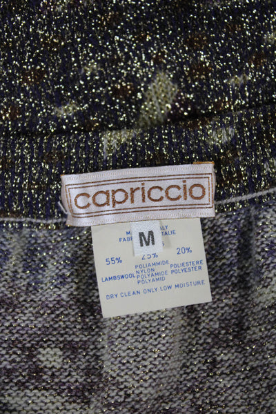 Capriccio Womens Lambswool Blouse Multicolor Animal Print Crewneck Size M