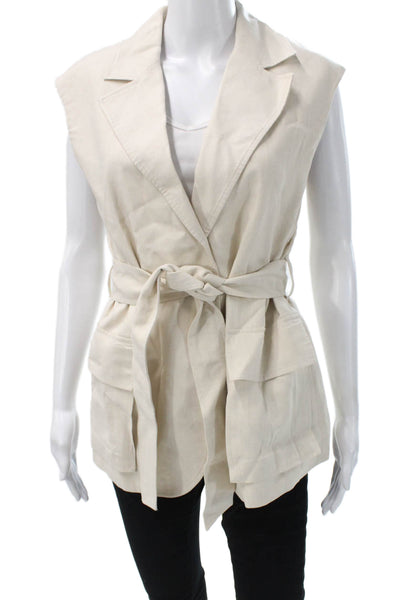 Banana Republic Women Beige Rayon Sleeveless Vest Petite Size S