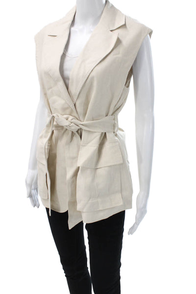 Banana Republic Women Beige Rayon Sleeveless Vest Petite Size S