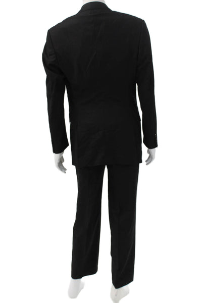 Paul Smith Mens Black Striped 2 Piece Wool Suit Size 52