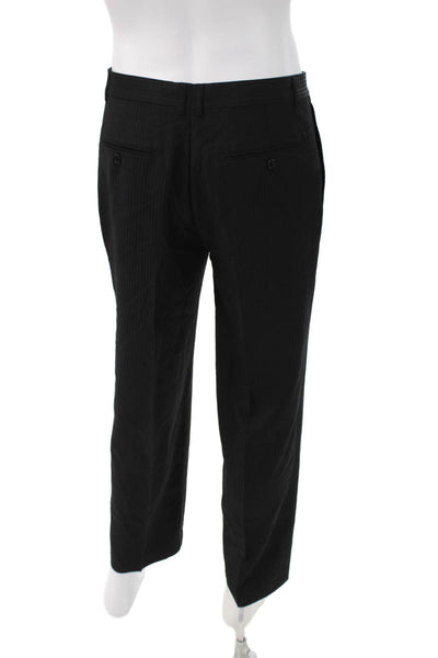 Paul Smith Mens Black Striped 2 Piece Wool Suit Size 52