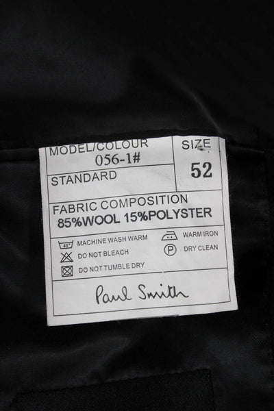 Paul Smith Mens Black Striped 2 Piece Wool Suit Size 52