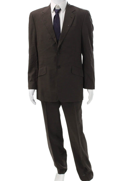 Paul Smith Mens 2 Piece Wool Brown Solid Suit Size 44