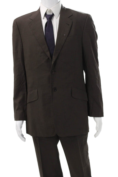 Paul Smith Mens 2 Piece Wool Brown Solid Suit Size 44