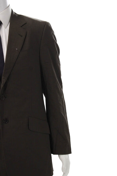 Paul Smith Mens 2 Piece Wool Brown Solid Suit Size 44
