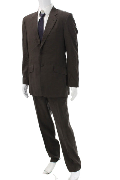 Paul Smith Mens 2 Piece Wool Brown Solid Suit Size 44