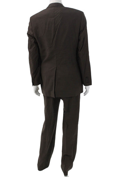 Paul Smith Mens 2 Piece Wool Brown Solid Suit Size 44