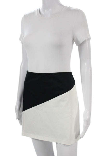 Alice + Olivia Womens Mini Geometric Cotton Skirt Black Zip Short Size 8