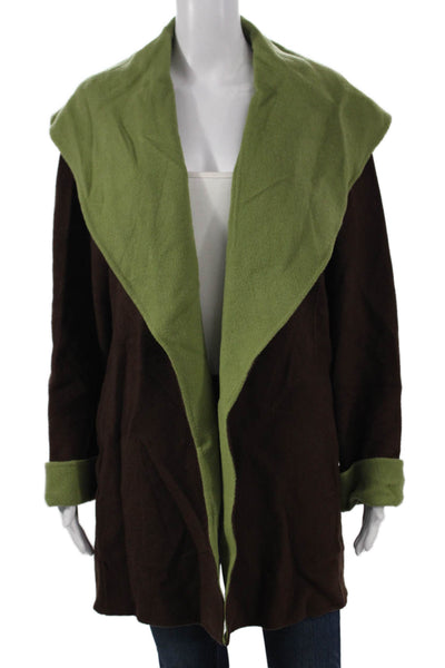 Lafayette 148 New York Women Wool Overcoat Brown Long Sleeve Size S