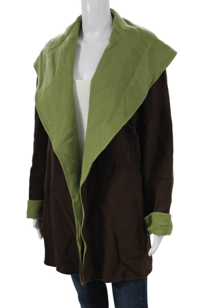Lafayette 148 New York Women Wool Overcoat Brown Long Sleeve Size S