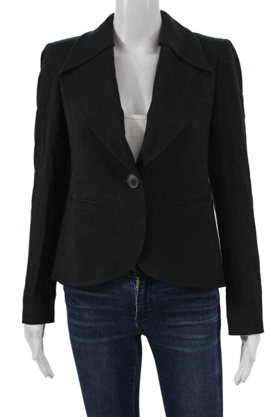 Lafayette 148 New York Women Black Viscose Blazer Long Sleeve Button Size 4
