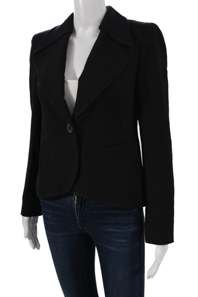 Lafayette 148 New York Women Black Viscose Blazer Long Sleeve Button Size 4