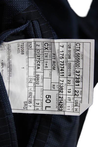 Ermenegildo Zegna Men Wool Striped Blue Suit Jacket Size 50