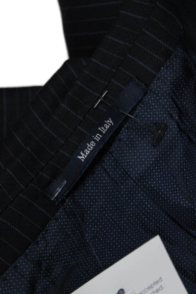 Ermenegildo Zegna Men Wool Striped Blue Suit Jacket Size 50