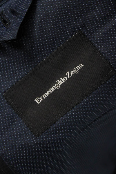 Ermenegildo Zegna Men Wool Striped Blue Suit Jacket Size 50