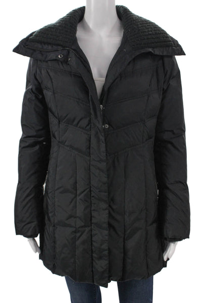 Cole Haan Womens Puffer Jacket Black Polyester Zip Long Sleeve Size M