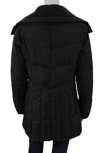 Cole Haan Womens Puffer Jacket Black Polyester Zip Long Sleeve Size M