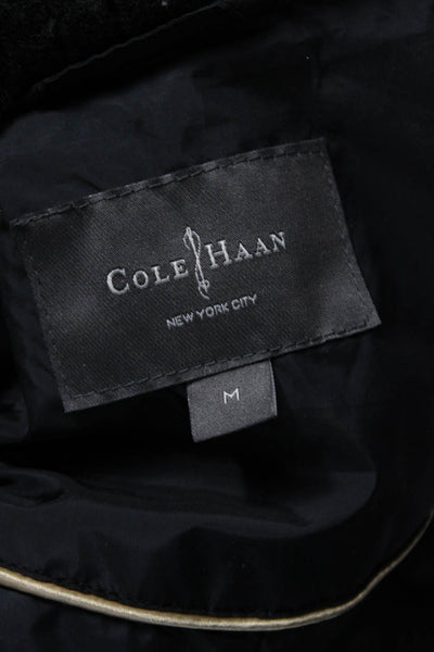 Cole Haan Womens Puffer Jacket Black Polyester Zip Long Sleeve Size M