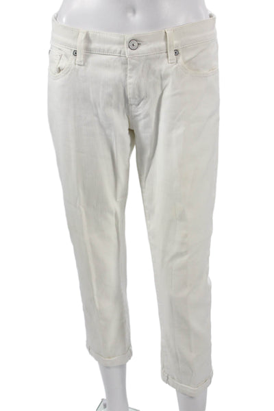 7 For All Mankind Women Cropped White Jeans Size 29