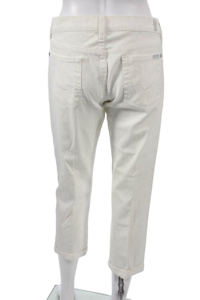 7 For All Mankind Women Cropped White Jeans Size 29