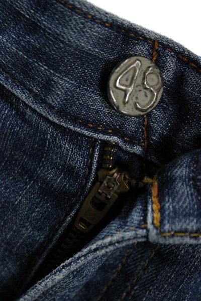 AG Adriano Goldschmied Women Straight Jeans Blue Mid Rise Button 30in Size 28