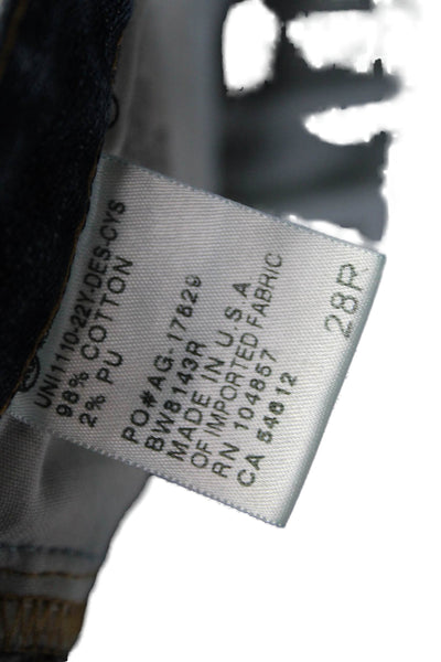 AG Adriano Goldschmied Women Straight Jeans Blue Mid Rise Button 30in Size 28