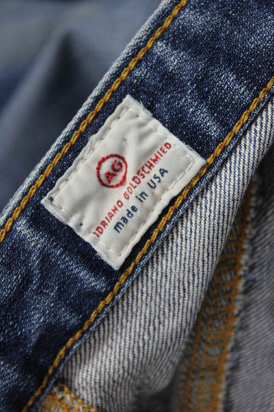 AG Adriano Goldschmied Women Straight Jeans Blue Mid Rise Button 30in Size 28