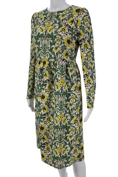 Zara Woman Womens Fit & Flare Floral Dress White Short Long Sleeve Zip Size S
