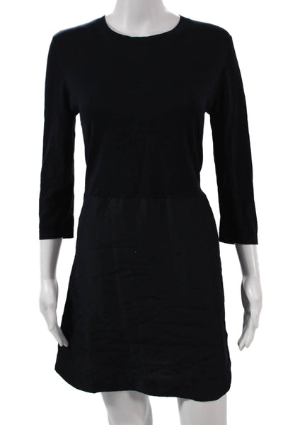 COS Womens Shift Dress Black 3/4 Sleeve Round Neck Short Zip Polyester Size S