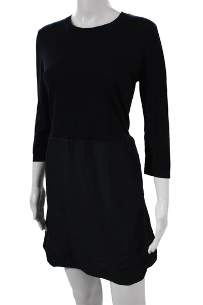COS Womens Shift Dress Black 3/4 Sleeve Round Neck Short Zip Polyester Size S