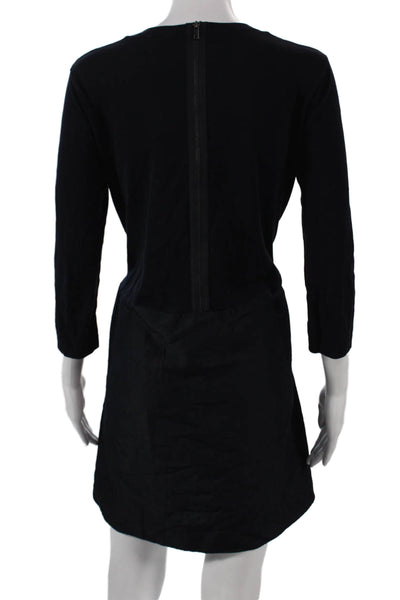 COS Womens Shift Dress Black 3/4 Sleeve Round Neck Short Zip Polyester Size S