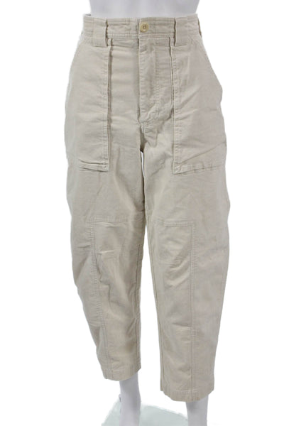 Banana Republic Womens Cargo Pants Beige Cotton Button Inseam 25 Size 8