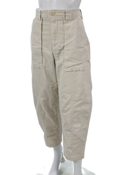 Banana Republic Womens Cargo Pants Beige Cotton Button Inseam 25 Size 8