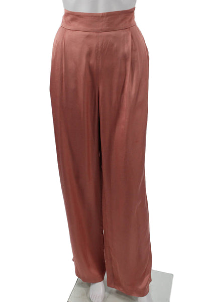Sezane Women Dress Pants Pink Viscose Zip Inseam 30 Size 40