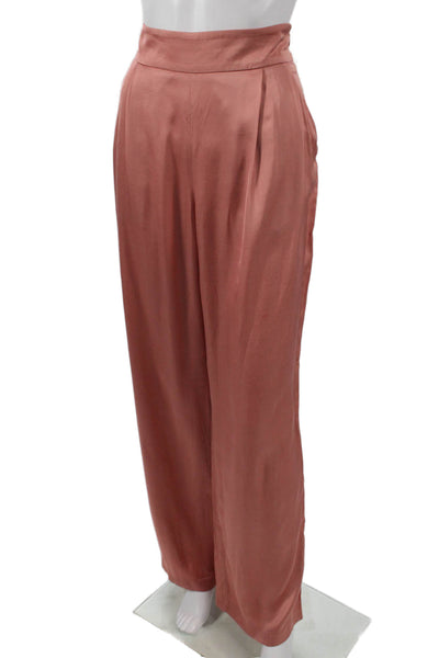 Sezane Women Dress Pants Pink Viscose Zip Inseam 30 Size 40