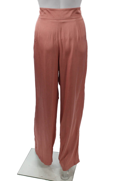 Sezane Women Dress Pants Pink Viscose Zip Inseam 30 Size 40
