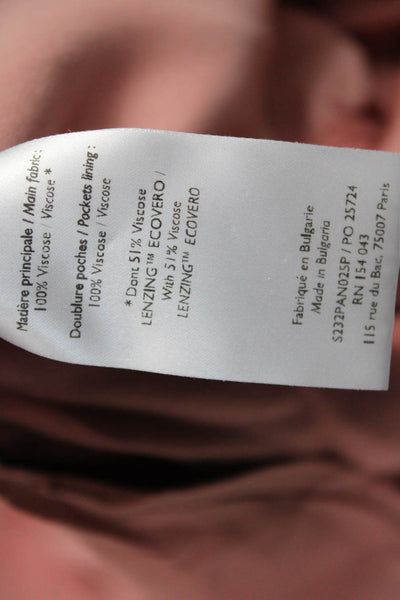 Sezane Women Dress Pants Pink Viscose Zip Inseam 30 Size 40